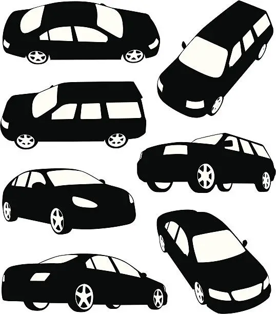 Vector illustration of Silhouettes of modern cars