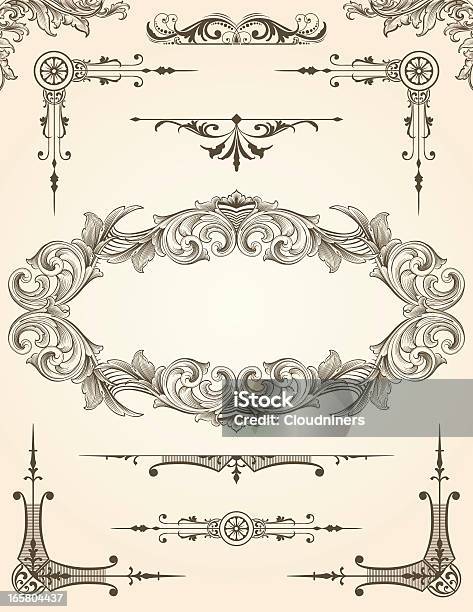 Scroll Design Element Set For Pages Stock Illustration - Download Image Now - Art Nouveau, Border - Frame, Pattern