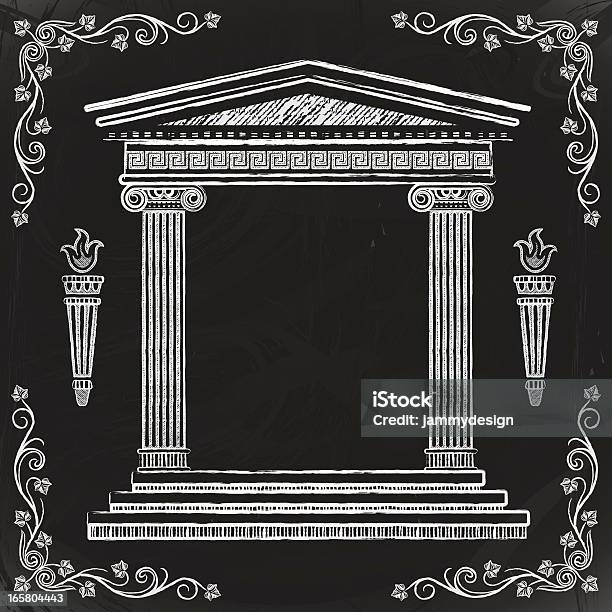 Chalkboard Tempio Greco - Immagini vettoriali stock e altre immagini di Colonna architettonica - Colonna architettonica, Cultura greca, Stile greco classico