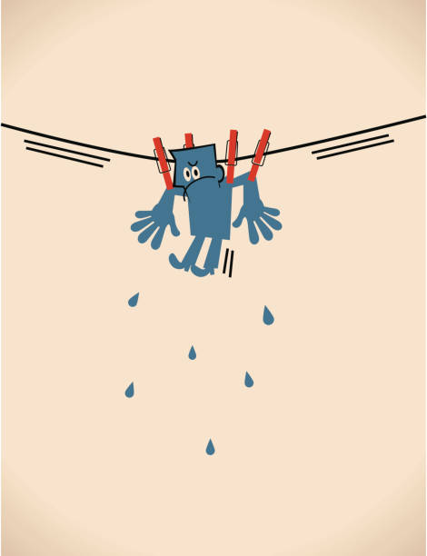 hung 위해 기체상태의 - hanging clothesline businessman people stock illustrations