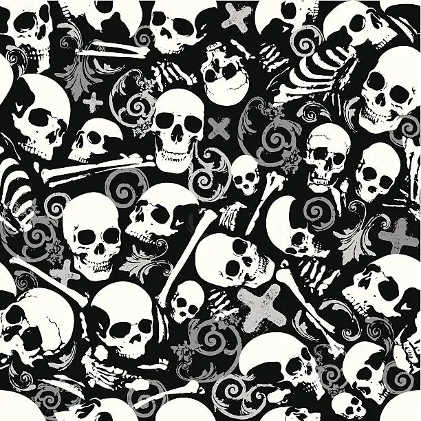 Vector illustration of Seamless skull and bones wallpaper background