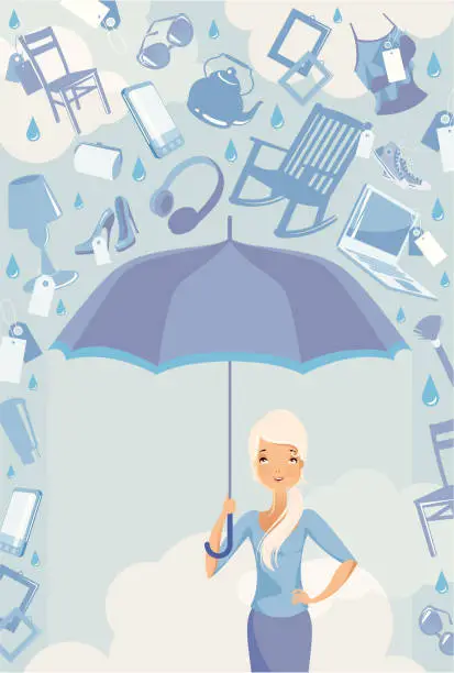 Vector illustration of Woman with umbrella.