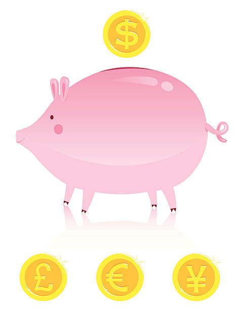 ilustrações, clipart, desenhos animados e ícones de piggy bank - piggy bank gold british currency pound symbol