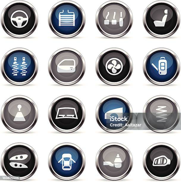 Supergloss Icone Di Parti Di Auto - Immagini vettoriali stock e altre immagini di Alettone - Alettone, Ammortizzatore, Autofficina