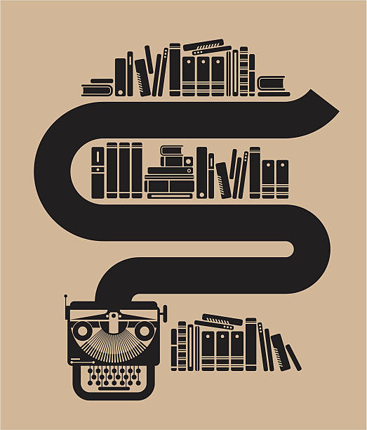Typewriter with books Typewriter with books. ZIP includes JPG (CMYK), PNG with transparent background.  retro typewriter stock illustrations