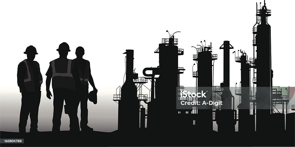 Refinery Vector Silhouette A-Digit In Silhouette stock vector