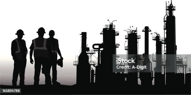 Refinery Vector Silhouette Stock Illustration - Download Image Now - In Silhouette, Construction Worker, Oil Worker