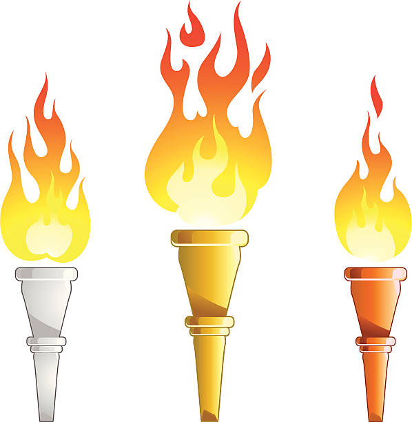 ilustraciones, imágenes clip art, dibujos animados e iconos de stock de linterna - flaming torch fire flame sport torch