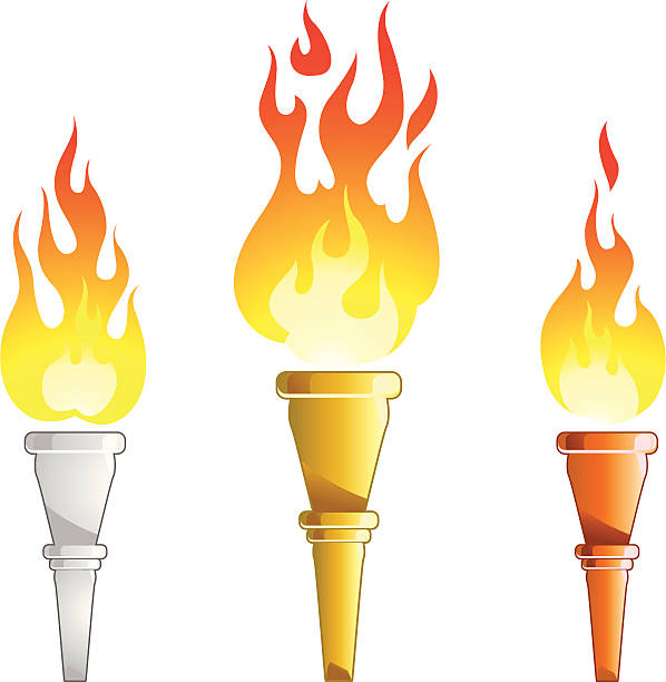 Torch Vector File of Gold Silver and Bronze Torch sport torch stock illustrations