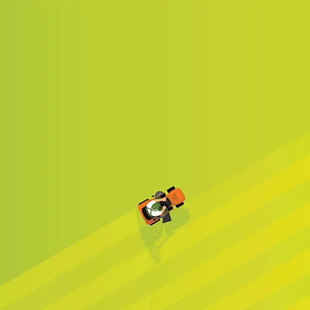 Vector illustration of mowing the lawn