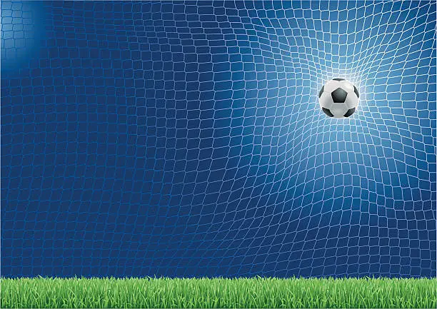 Vector illustration of Soccer Ball Hitting the Net