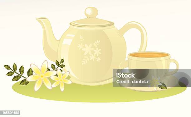 Ilustración de Té De Jazmín y más Vectores Libres de Derechos de Tetera - Vajilla - Tetera - Vajilla, Ilustración, Taza de té