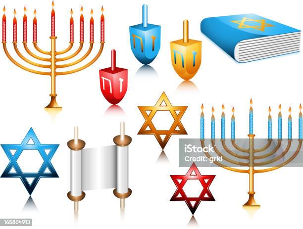 Hanukkah - Immagini vettoriali stock e altre immagini di A forma di stella - A forma di stella, Blu, Candela - Attrezzatura per illuminazione