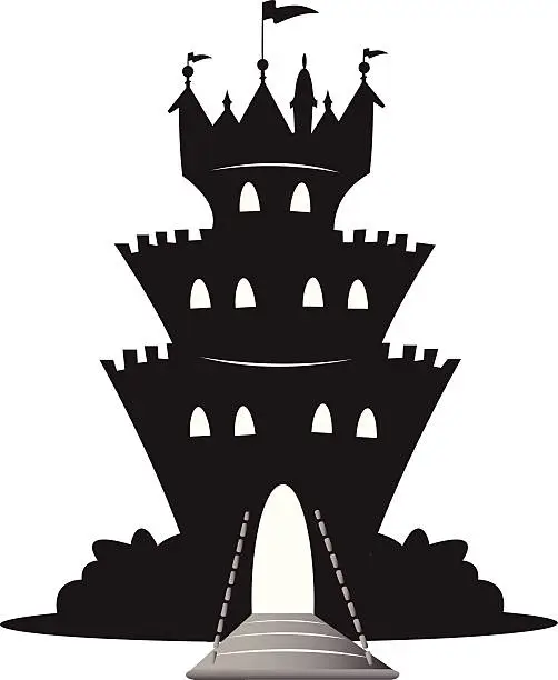Vector illustration of magic castle silhouette