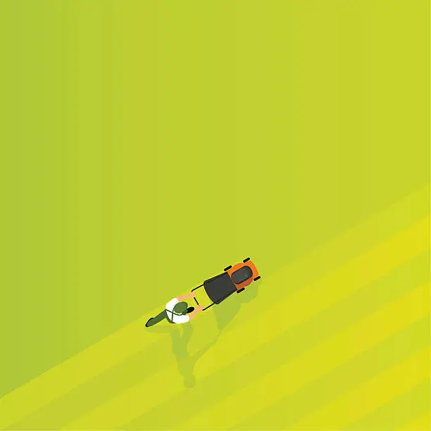 Vector illustration of mowing the lawn