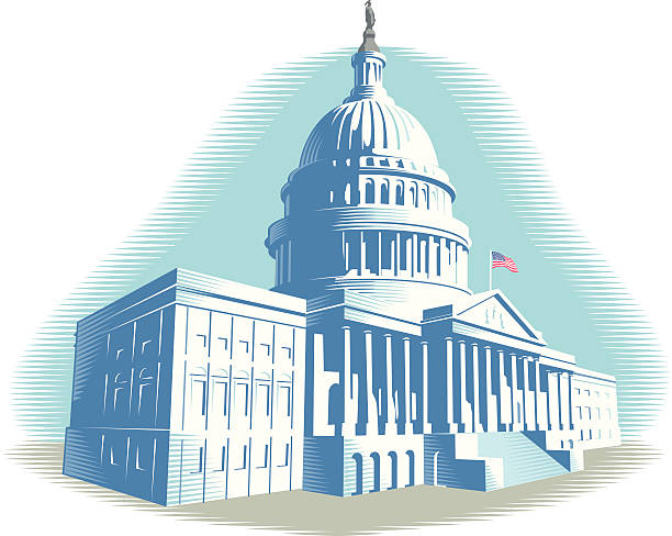 illustrations, cliparts, dessins animés et icônes de bâtiment du capitole - federal building government washington dc flag