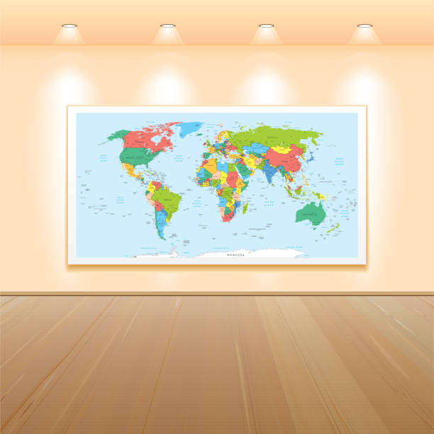 kuvapankkikuvitukset aiheesta maailmankartta seinällä taidegalleriassa - interior alaska