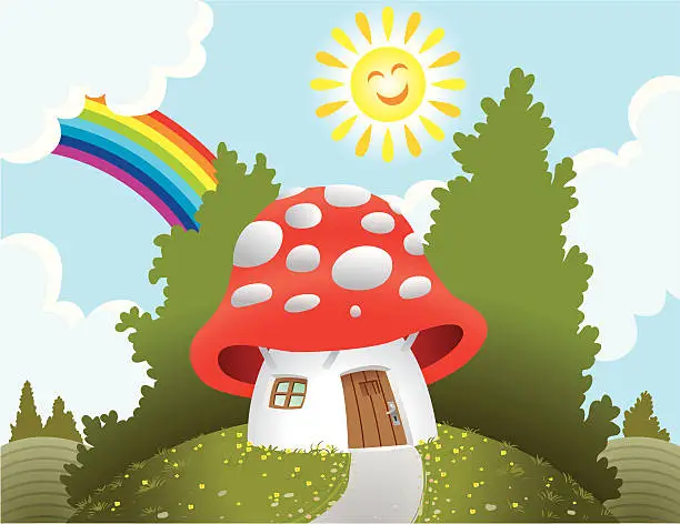 Vector illustration of Mushroom House