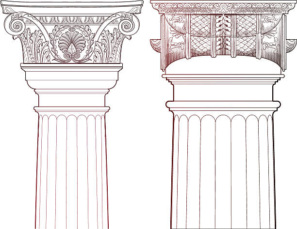 kolumny zestaw - column ionic macro architecture stock illustrations