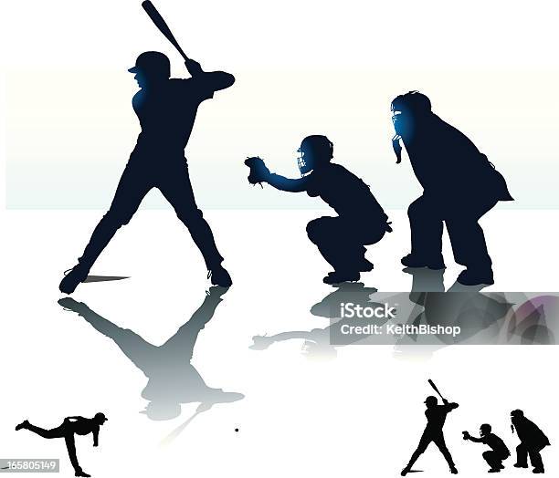 Baseball Rzadkie Ciasto Batting Z Łapacz Sędziegoat Bat - Stockowe grafiki wektorowe i więcej obrazów Baseballista