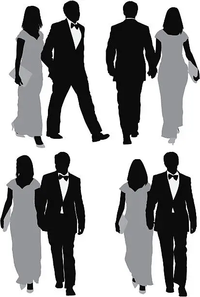 Vector illustration of Multiple images of a couple walking