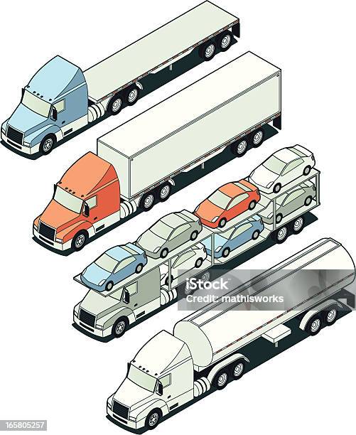 アイソメトリックトラクター予告編トラック - 大型トレーラーのベクターアート素材や画像を多数ご用意 - 大型トレーラー, ベクター画像, 3D