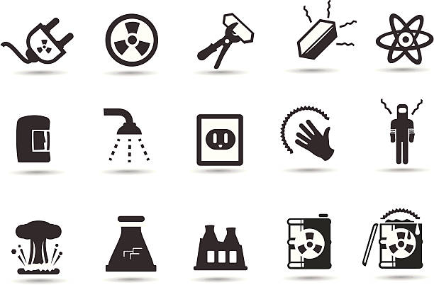 nuclear, radioaktive strahlung symbole - mushroom cloud nuclear weapon exploding weapon stock-grafiken, -clipart, -cartoons und -symbole