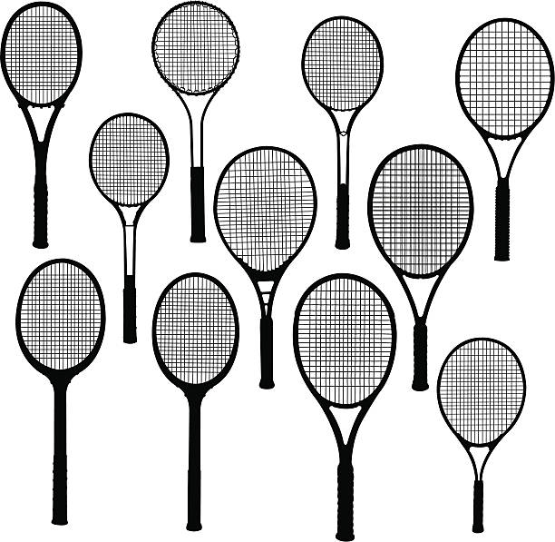 ilustraciones, imágenes clip art, dibujos animados e iconos de stock de raquetas de tenis -1960 presentar - silhouette tennis competitive sport traditional sport