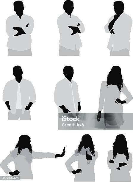 Silhouette Of People Stock Illustration - Download Image Now - Arms Crossed, Black And White, Cut Out