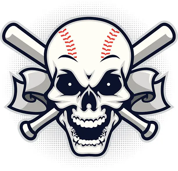 Vector illustration of Skull Baseball