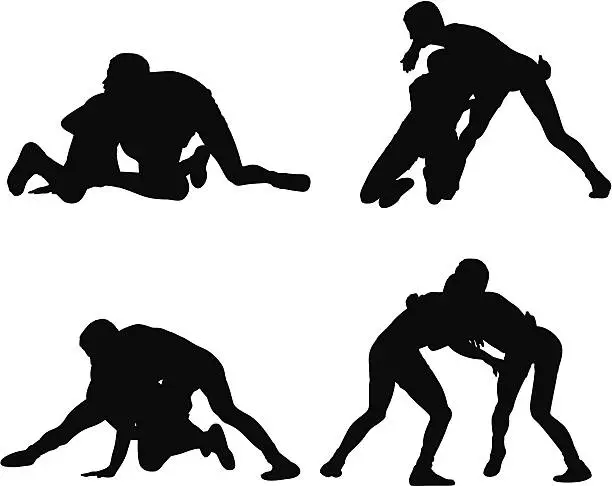Vector illustration of Wrestlers in action