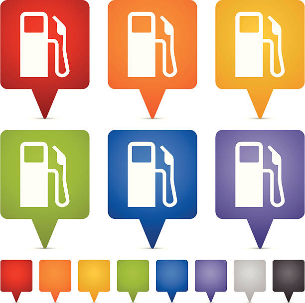 Gas / Petrol Icon Pins vector art illustration