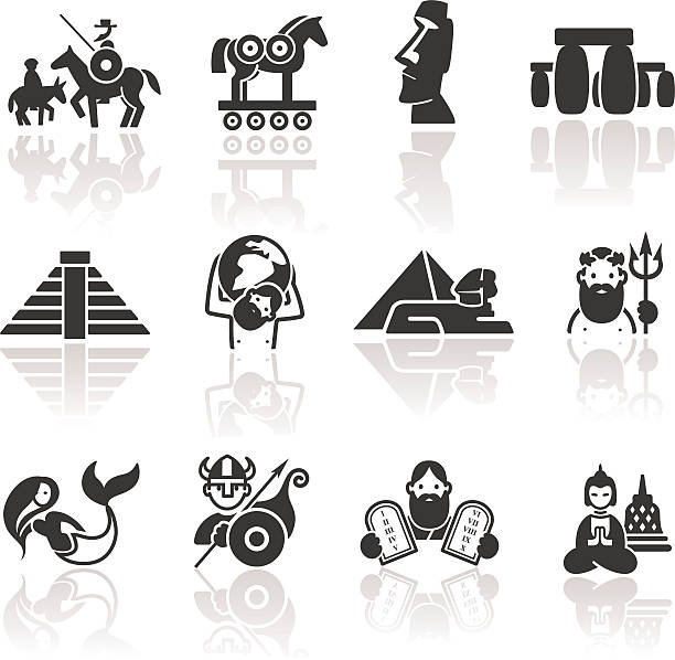 Historical icons Set of 12 historical related icons. JPG file and EPS8 file. don quixote stock illustrations