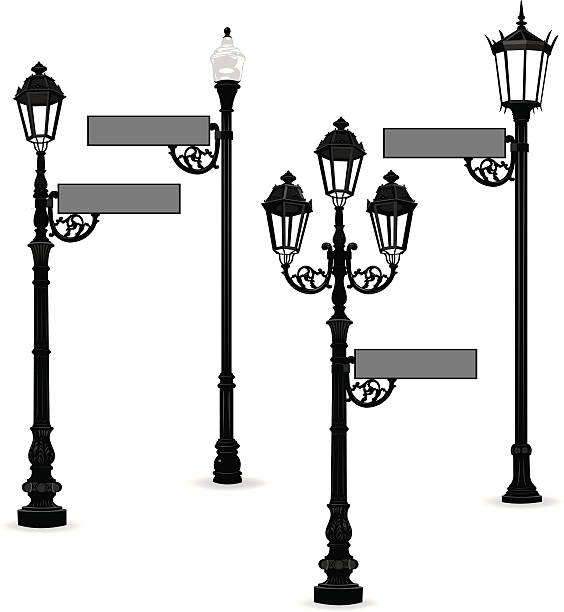 Street Sign with Lights Street Sign with Lights. Tight illustrations of old-fashioned street light with street sign. Drop in over a photo or use it as a design element. Check out my “Lights” light box for more. street light road sign old fashioned lantern stock illustrations