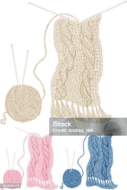 Sciarpe In Maglia - Immagini vettoriali stock e altre immagini di Lavorare a maglia - Lavorare a maglia, Sciarpa, Ferro da calza