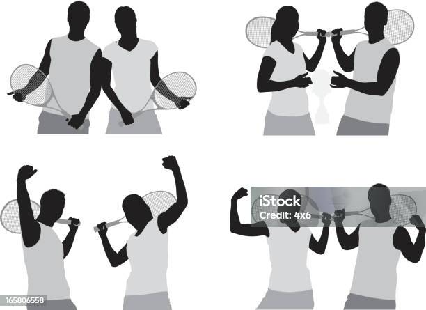 Tennis Players Stock Illustration - Download Image Now - Front View, Three Quarter Length, Achievement