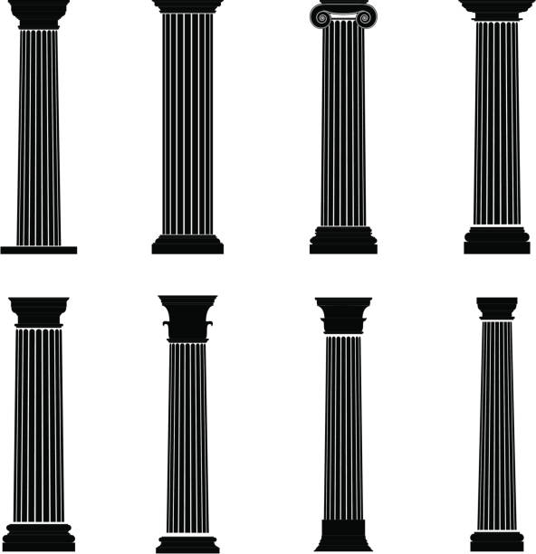 illustrations, cliparts, dessins animés et icônes de silhouettes de colonne - column greek culture roman architecture