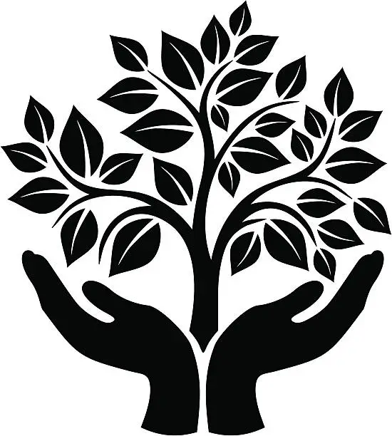 Vector illustration of Tree in hands