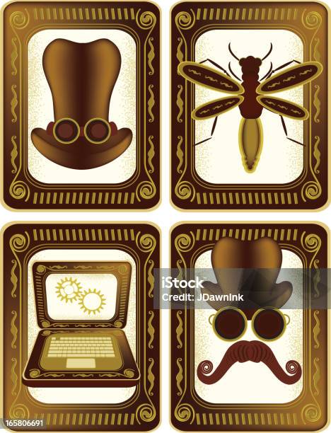 Steampunk Set Of Icons Stock Illustration - Download Image Now - Picture Frame, Steampunk, Animal Body Part