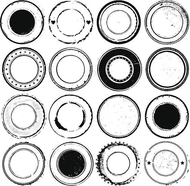 Vector illustration of Circular Rubber Stamps