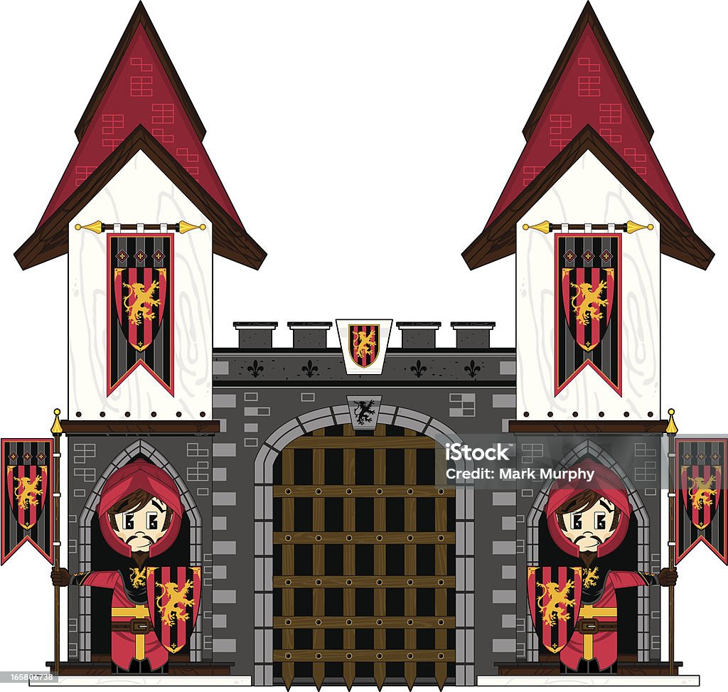 Cœur vaillant Knights de portes du château - clipart vectoriel de Château libre de droits