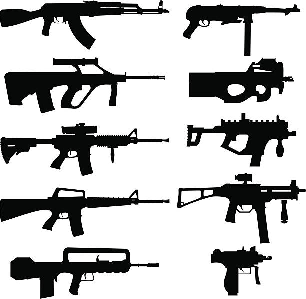 wektor zestaw broń - rifle strategy military m16 stock illustrations