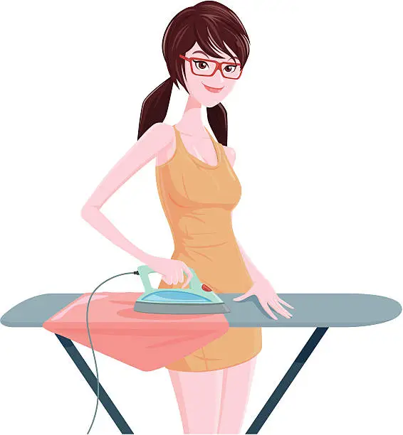 Vector illustration of Ironing clothes
