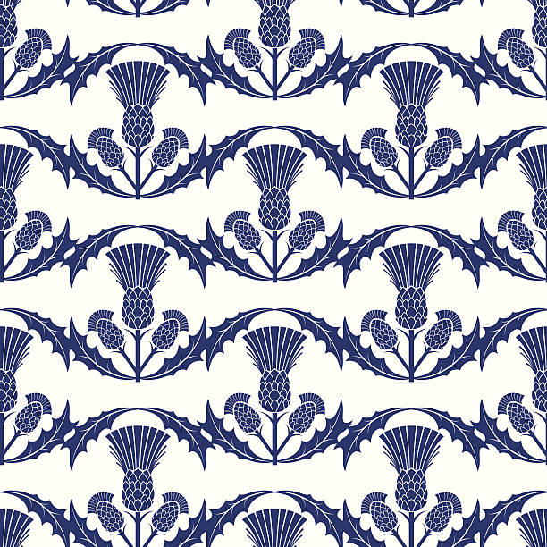 Repeating Scottish Thistle Pattern Repeating Scottish Thistle Pattern thistle stock illustrations