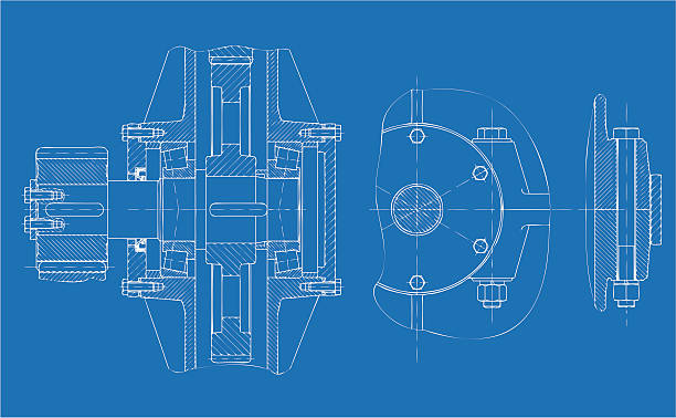 illustrazioni stock, clip art, cartoni animati e icone di tendenza di riduzione di attrezzatura - blueprint electrical component engineer plan