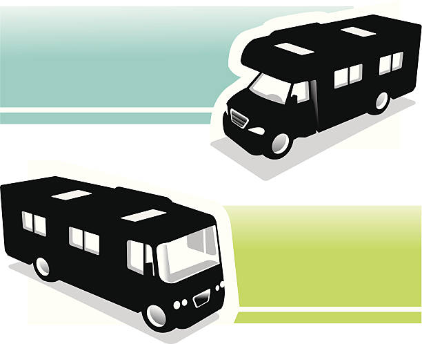 przyczepy kempingowe z banner - mobile home symbol computer icon motor home stock illustrations