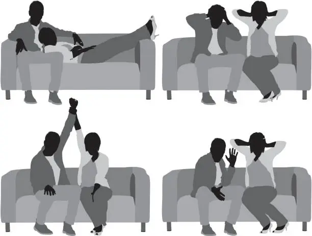 Vector illustration of Multiple images of a couple in different poses