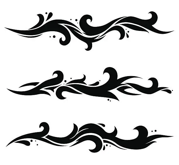 Vector illustration of Three black waves