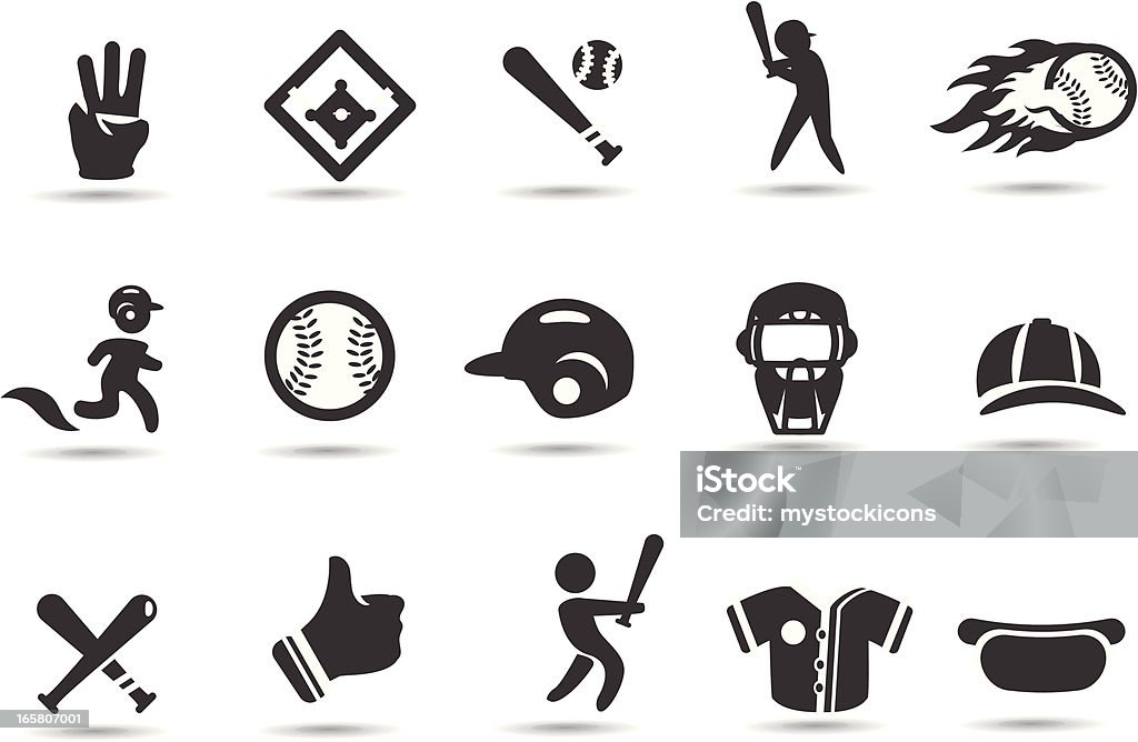 Iconos de béisbol - arte vectorial de Cuadrangular libre de derechos