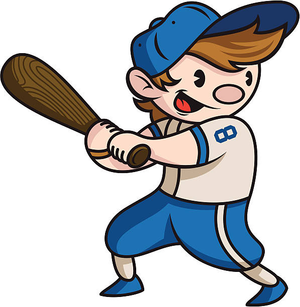 Baseball Kid vector art illustration